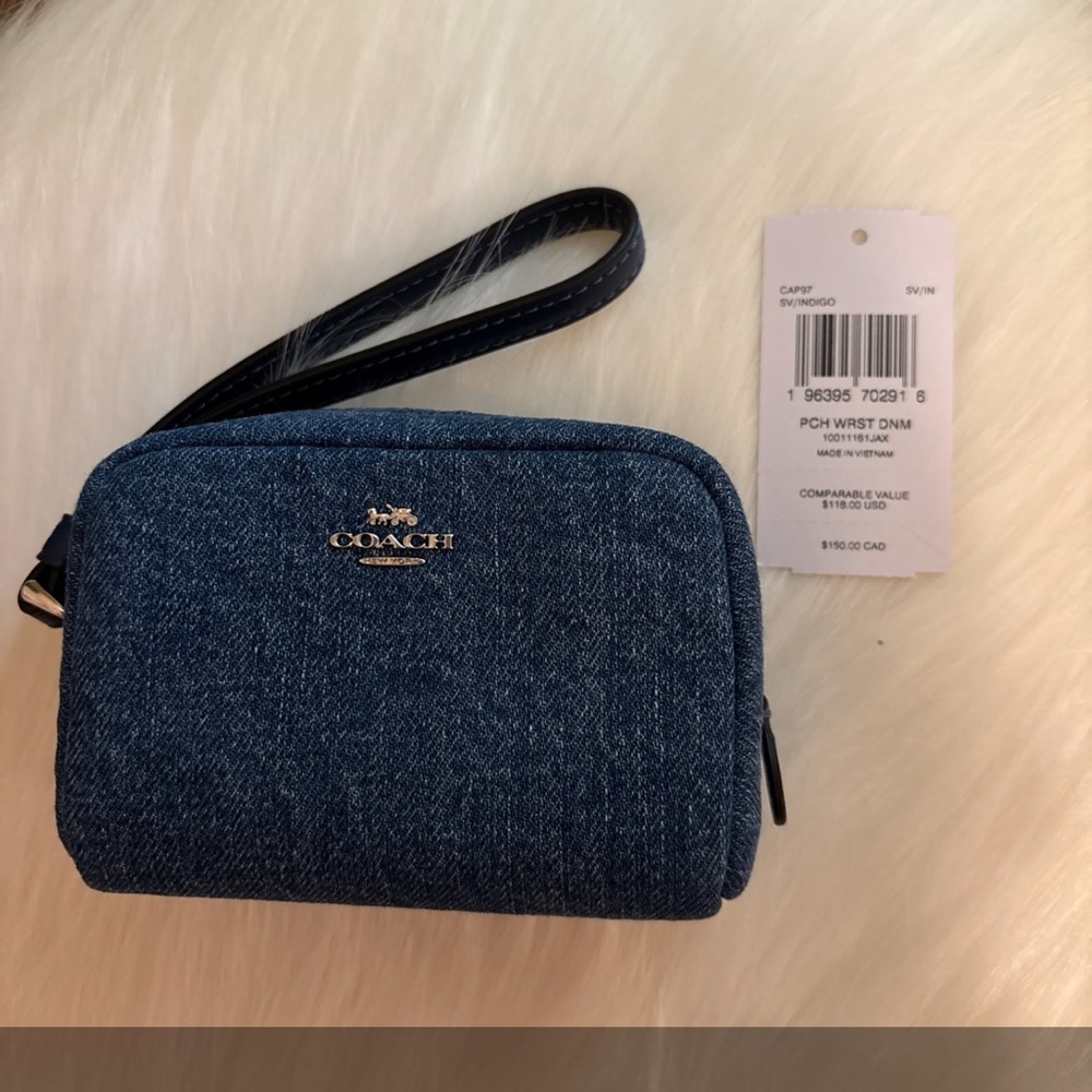 Coach Blue Denim Wristlet